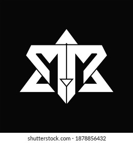 MM-Logo-Monogramm einzeln auf dreiseitigem Hintergrund, Design-Vorlage auf schwarzem Hintergrund