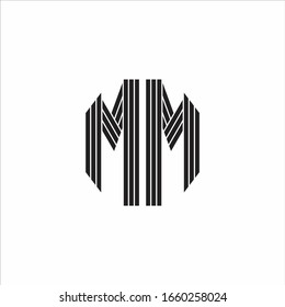 MM Logo monogram outline style linked isolated on white background