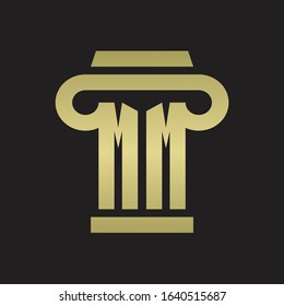 MM Logo monogram with pillar style design template with gold colors