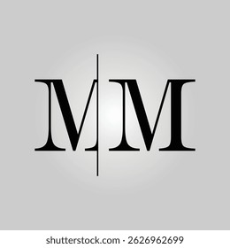 MM logo with a sans serif typeface font