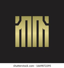 MM Logo with squere shape design template with gold colors