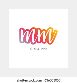 MM logo, vector. Useful as branding, app icon, alphabet combination, clip-art.