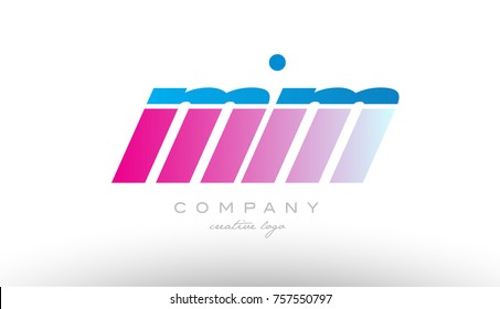 mm m alphabet letter combination in pink and blue color. Can be used as a logo for a company or business with initials