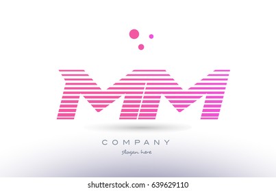 mm m m alphabet letter logo pink purple stripes lines creative text dots company vector icon design template