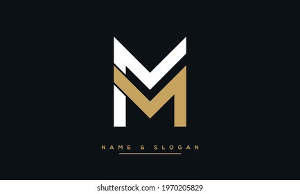 MM or M Alphabet Letters Abstract Logo monogram Emblem