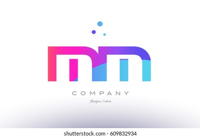 mm m m  creative pink purple blue modern dots creative alphabet gradient company letter logo design vector icon template