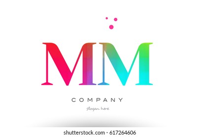 MM M M creative rainbow colors colored artistic alphabet company letter logo design vector icon template