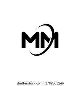 MM M M letter logo design. Initial letter MM linked circle uppercase monogram logo white color. MM logo, M M design. mm