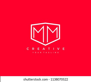 MM Monogram Line Isolated Abstract Shape