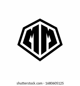 Logotipo de monograma con forma hexagonal y plantilla de diseño de estilo redondeado de línea aislada en fondo blanco