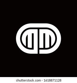 MM monogram logo with an oval style on a black background	