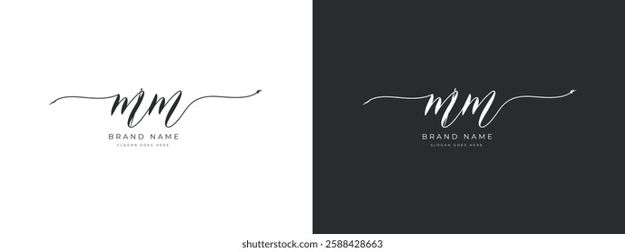 mm monogram typography logo design template. Sewing Needle Logo Design Vector