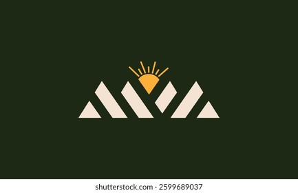 MM mountain with a sun monogram logo design