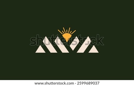 MM mountain with a sun monogram logo design