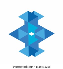 MM, MW, SM, SW 3d symbol triangle geometric elite logo