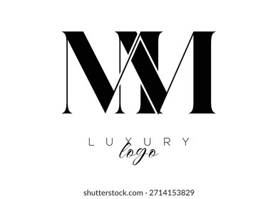 MM Serif Letter Monogram Typography Logo for Elegant Premium Branding Identity