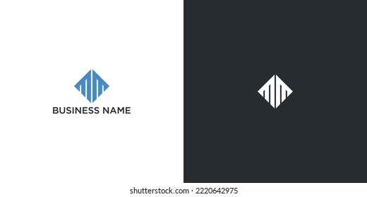 Diseño de logotipo cuadrado de MM con fondo en blanco y negro