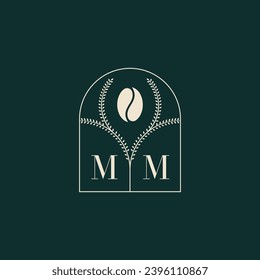 MM Unique and simple logo design combination of letters and coffee bean