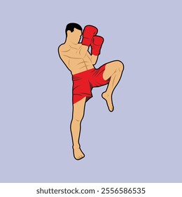 MMA Athlete Mixed Martial Arts Fighter Colored Vector