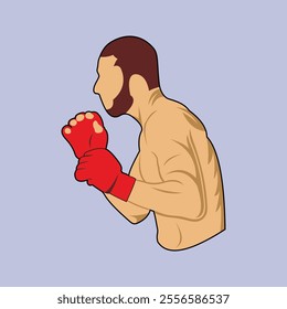 MMA Athlete Mixed Martial Arts Fighter Colored Vector