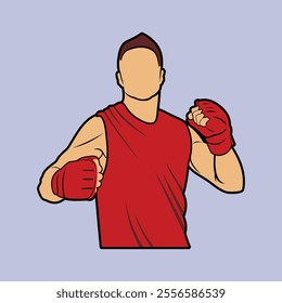 MMA Athlete Mixed Martial Arts Fighter Colored Vector