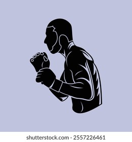 MMA Athlete Mixed Martial Arts Fighter Silhouette Vector