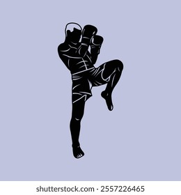 MMA Athlete Mixed Martial Arts Fighter Silhouette Vector