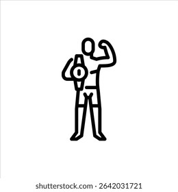 MMA champion outline icon. Mixed martial arts fighter black line illustration.