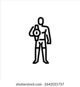 MMA champion outline icon. Mixed martial arts fighter black line illustration.