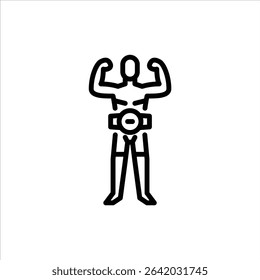 MMA champion outline icon. Mixed martial arts fighter black line illustration.