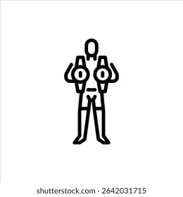 MMA double champion outline icon. Mixed martial arts fighter black line illustration.
