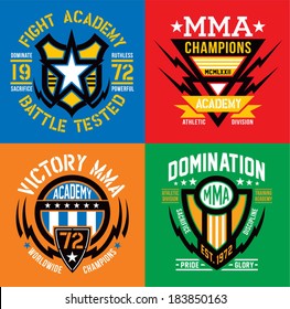 MMA fight academy emblem set