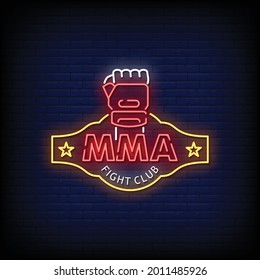 MMA Fight Club Neon Signboard On Brick Wall