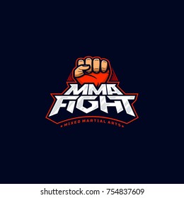 MMA Fight Logo. Mixed Martial Arts Vector Logotype. Mix Fight Logo Template.