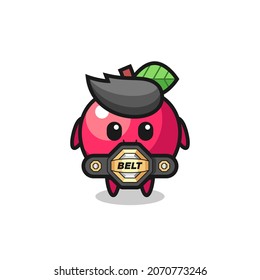 the MMA fighter apple mascot with a belt , cute style design for t shirt, sticker, logo element