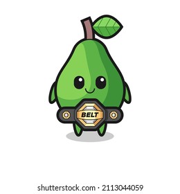 the MMA fighter avocado mascot with a belt , cute style design for t shirt, sticker, logo element