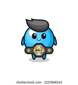 the MMA fighter bubble gum mascot with a belt , cute style design for t shirt, sticker, logo element