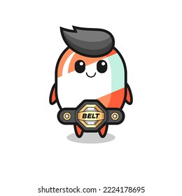 the MMA fighter candy mascot with a belt , cute style design for t shirt, sticker, logo element