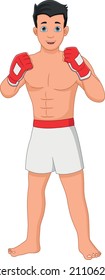 MMA fighter cartoon isolated on white background