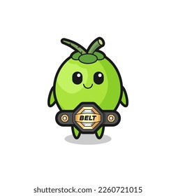 the MMA fighter coconut mascot with a belt