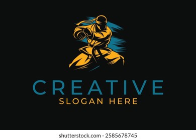 mma fighter creative logo design vector sublimation