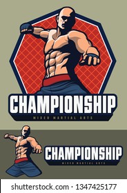 mma fighter design for badge and logo, everything is in separated layer.