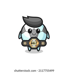 the MMA fighter football mascot with a belt , cute style design for t shirt, sticker, logo element