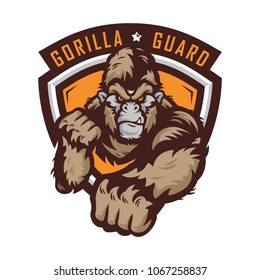 MMA fighter gorilla. Sport vector logo