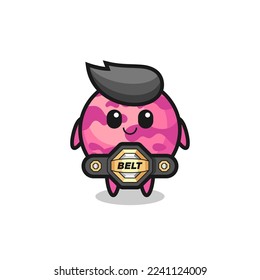 the MMA fighter ice cream scoop mascot with a belt , cute style design for t shirt, sticker, logo element