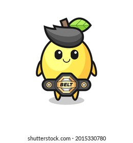 the MMA fighter lemon mascot with a belt , cute style design for t shirt, sticker, logo element