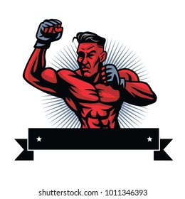 MMA Fighter Logo Design Template