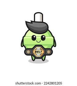 the MMA fighter lollipop mascot with a belt , cute style design for t shirt, sticker, logo element