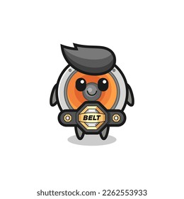 the MMA fighter loudspeaker mascot with a belt , cute style design for t shirt, sticker, logo element