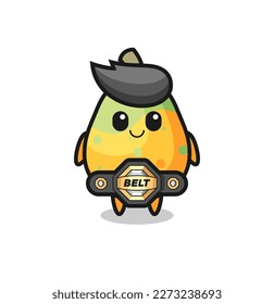 the MMA fighter papaya mascot with a belt , cute style design for t shirt, sticker, logo element